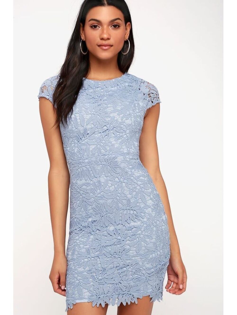 #80 NWT Lulus Right Sheer, Right Now Periwinkle Blue Lace Bodycon Dress